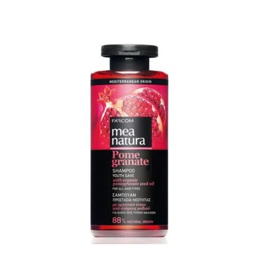 Šampūnas su organinių granatų sėklų aliejais Farcom Mea Natura Pomegranate Shampoo Youth Save For All Hair Types 300 ml