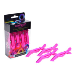 Segtukai plaukams Framar Rubberrized Jaw Clip Pink 4 vnt.