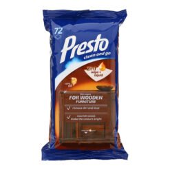 Drėgnos servėtėlės mediniams paviršiams Presto Clean and Go 72 vnt.