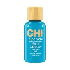 aliejus garbanotiems plaukams chi aloe vera with agave nectar curls defined oil 15ml