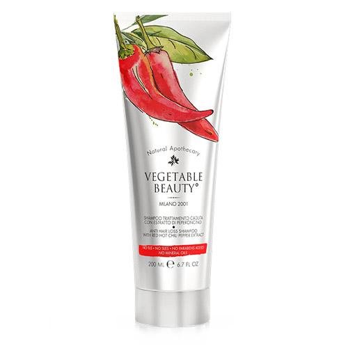 Šampūnas su raudonųjų čili pipirų ekstraktu VEGETABLE BEAUTY Anti Hair Loss Shampoo With Red Hot Chili Pepper Extract 200ml