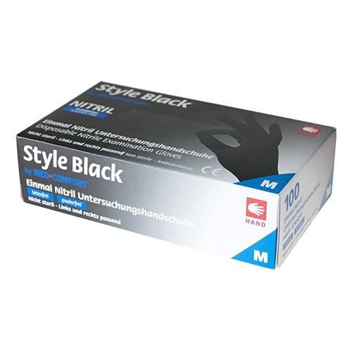 Juodos nitrilo pirštinės be pudros Style M Black 100 vnt.