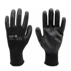 Darbinės pirštinės impregnuotos PU-5002, 9 dydis, juodos, 1 pora