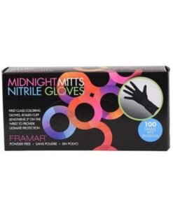 Nitrilinės pirštinės be pudros, plaukų dažymui, juodos Framar Midnight Mitts Nitrile Gloves