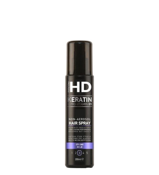 Stiprios fiksacijos neaerozolinis plaukų lakas Farcom HD Keratin Strong Hold Hair spray (3) 200ml
