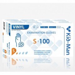 Vienkartinės vinilinės baltos pirštinės Kid-Man S 100 vnt