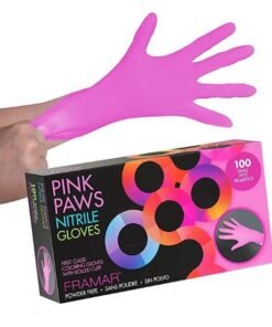 Nitrilinės, rožinės pirštinės Framar Pink Paws Nitrile Gloves 100vnt