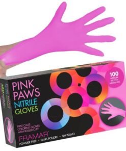 Nitrilinės, rožinės pirštinės Framar Pink Paws Nitrile Gloves 100vnt