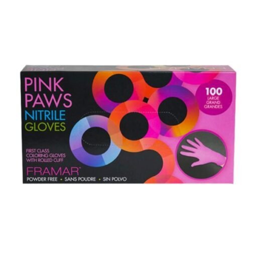 Nitrilinės, rožinės pirštinės Framar Pink Paws Nitrile Gloves 100vnt