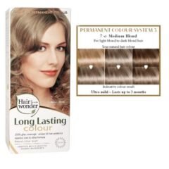 ilgalaikiai plaukų dažai hairwonder su 9 ekologiškais augaliniais ekstraktais, spalva vidutinė blondinė 7