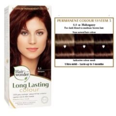 ilgalaikiai plaukų dažai hairwonder su 9 ekologiškais augaliniais ekstraktais, spalva raudonmedžio 5.5