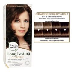 ilgalaikiai plaukų dažai hairwonder su 9 ekologiškais augaliniais ekstraktais, spalva šokolado ruda 5.35