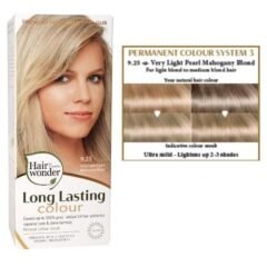 ilgalaikiai plaukų dažai hairwonder su 9 ekologiškais augaliniais ekstraktais, spalva labai šviesi rausvo perlinio atspalvio blondinė 9.25