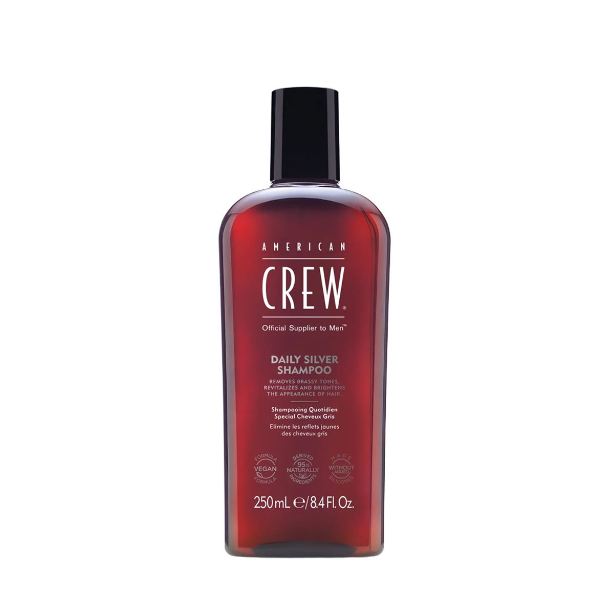 kasdienis vyrų šampūnas žiliems plaukams american crew daily silver shampoo, 250 ml